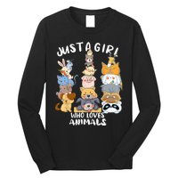 Just A Who Loves Animals Dog Cat Horse Cow Giraffe Bird Long Sleeve Shirt