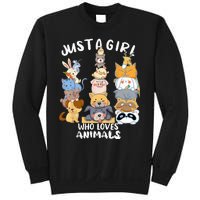 Just A Who Loves Animals Dog Cat Horse Cow Giraffe Bird Sweatshirt