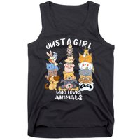 Just A Who Loves Animals Dog Cat Horse Cow Giraffe Bird Tank Top