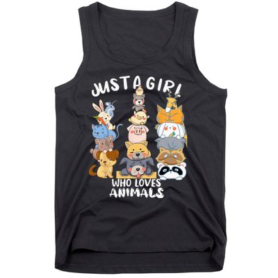 Just A Who Loves Animals Dog Cat Horse Cow Giraffe Bird Tank Top