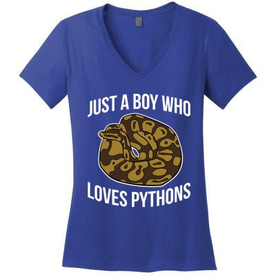 Just A Who Loves Ball Pythons Cute Ball Python Snake Gift Women's V-Neck T-Shirt