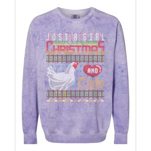 Just A Who Loves Christmas And Cocks Chicken Farmer Cute Gift Colorblast Crewneck Sweatshirt