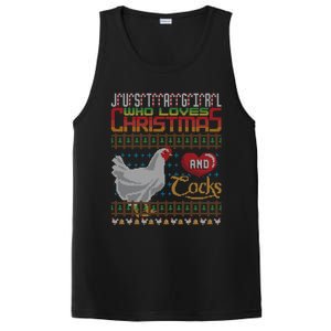 Just A Who Loves Christmas And Cocks Chicken Farmer Cute Gift PosiCharge Competitor Tank