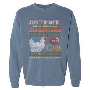 Just A Who Loves Christmas And Cocks Chicken Farmer Cute Gift Garment-Dyed Sweatshirt