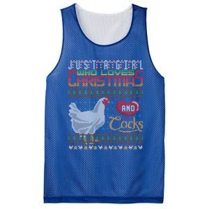 Just A Who Loves Christmas And Cocks Chicken Farmer Cute Gift Mesh Reversible Basketball Jersey Tank