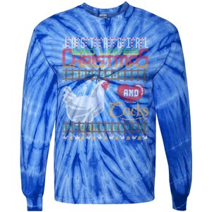 Just A Who Loves Christmas And Cocks Chicken Farmer Cute Gift Tie-Dye Long Sleeve Shirt