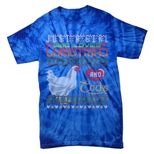 Just A Who Loves Christmas And Cocks Chicken Farmer Cute Gift Tie-Dye T-Shirt