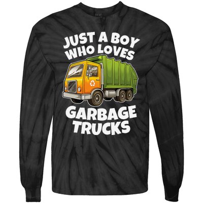 Just A Who Loves Garbage Trucks Recycling Day Tie-Dye Long Sleeve Shirt