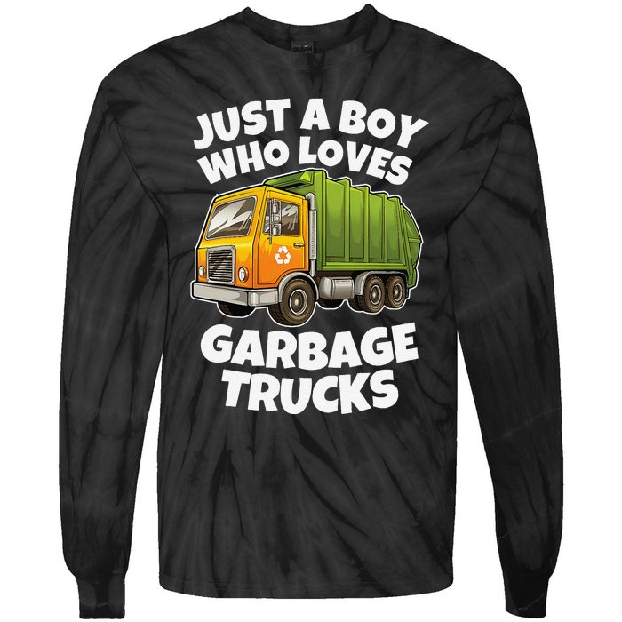 Just A Who Loves Garbage Trucks Recycling Day Tie-Dye Long Sleeve Shirt