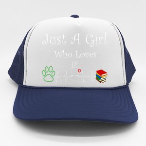 Just A Who Loves Dogs Coffee And Books Cool Gift Trucker Hat