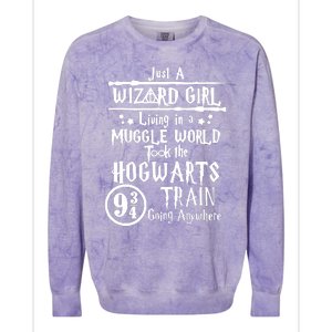 Just A Wizard Girl Living In A Muggle World Took The Hogwarts Train Going Colorblast Crewneck Sweatshirt