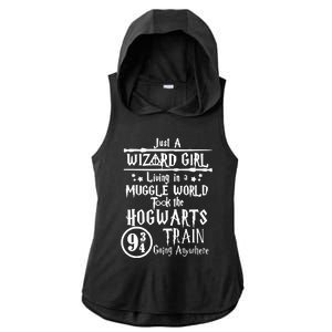 Just A Wizard Girl Living In A Muggle World Took The Hogwarts Train Going Ladies PosiCharge Tri-Blend Wicking Draft Hoodie Tank