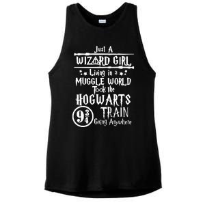 Just A Wizard Girl Living In A Muggle World Took The Hogwarts Train Going Ladies PosiCharge Tri-Blend Wicking Tank