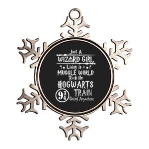 Just A Wizard Girl Living In A Muggle World Took The Hogwarts Train Going Metallic Star Ornament