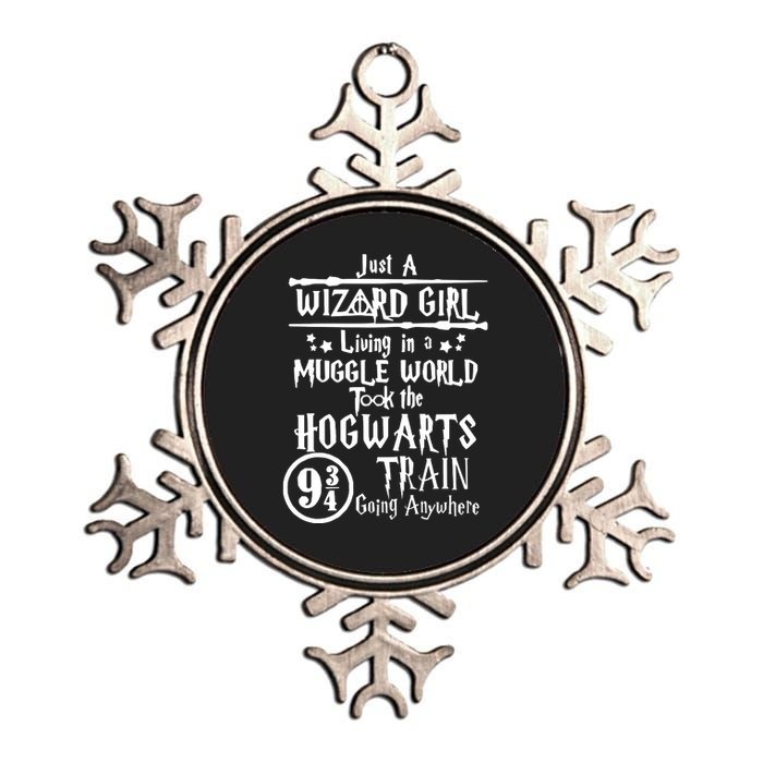 Just A Wizard Girl Living In A Muggle World Took The Hogwarts Train Going Metallic Star Ornament