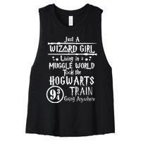 Just A Wizard Girl Living In A Muggle World Took The Hogwarts Train Going Women's Racerback Cropped Tank