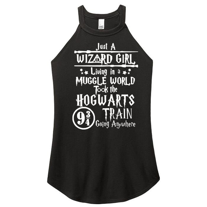 Just A Wizard Girl Living In A Muggle World Took The Hogwarts Train Going Women's Perfect Tri Rocker Tank