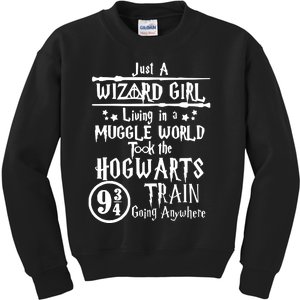 Just A Wizard Girl Living In A Muggle World Took The Hogwarts Train Going Kids Sweatshirt