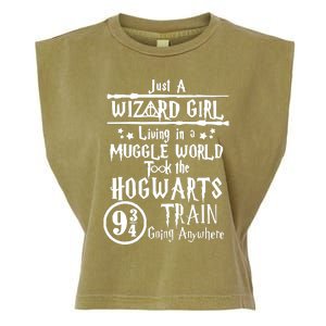 Just A Wizard Girl Living In A Muggle World Took The Hogwarts Train Going Garment-Dyed Women's Muscle Tee