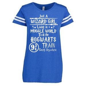 Just A Wizard Girl Living In A Muggle World Took The Hogwarts Train Going Enza Ladies Jersey Football T-Shirt