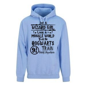 Just A Wizard Girl Living In A Muggle World Took The Hogwarts Train Going Unisex Surf Hoodie