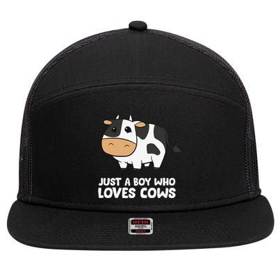 Just a  Who Loves Cows Funny Cute Cow animal 7 Panel Mesh Trucker Snapback Hat