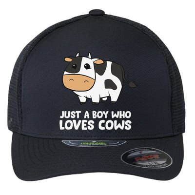 Just a  Who Loves Cows Funny Cute Cow animal Flexfit Unipanel Trucker Cap