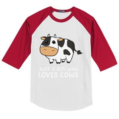 Just a  Who Loves Cows Funny Cute Cow animal Kids Colorblock Raglan Jersey