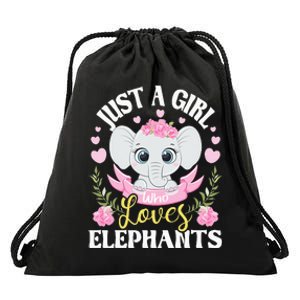 Just A  Who Loves Elephants Drawstring Bag