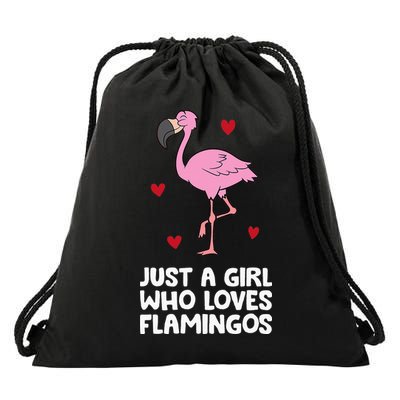 Just A  Who Loves Flamingos Drawstring Bag