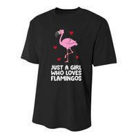 Just A  Who Loves Flamingos Youth Performance Sprint T-Shirt