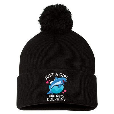 Just A Who Loves Dolphins Pom Pom 12in Knit Beanie