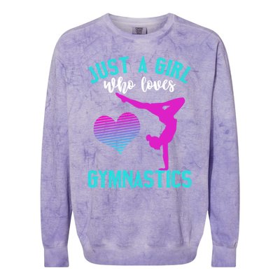 Just A Who Loves Gymnastics Funny Gymnast Quote Graphic Cool Gift Colorblast Crewneck Sweatshirt