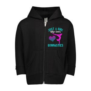 Just A Who Loves Gymnastics Funny Gymnast Quote Graphic Cool Gift Toddler Zip Fleece Hoodie