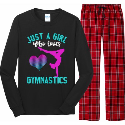 Just A Who Loves Gymnastics Funny Gymnast Quote Graphic Cool Gift Long Sleeve Pajama Set