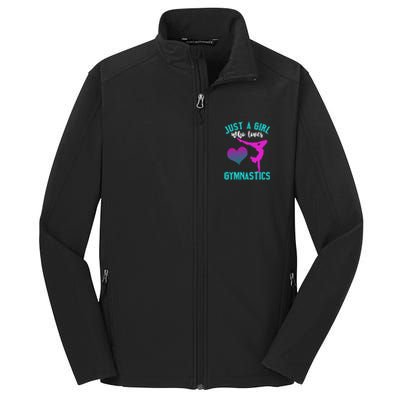 Just A Who Loves Gymnastics Funny Gymnast Quote Graphic Cool Gift Core Soft Shell Jacket