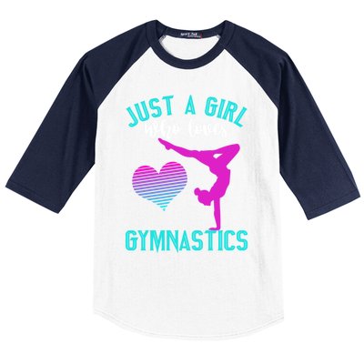 Just A Who Loves Gymnastics Funny Gymnast Quote Graphic Cool Gift Baseball Sleeve Shirt