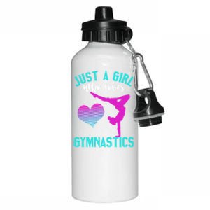 Just A Who Loves Gymnastics Funny Gymnast Quote Graphic Cool Gift Aluminum Water Bottle