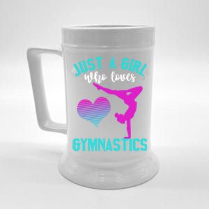 Just A Who Loves Gymnastics Funny Gymnast Quote Graphic Cool Gift Beer Stein