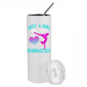 Just A Who Loves Gymnastics Funny Gymnast Quote Graphic Cool Gift Stainless Steel Tumbler