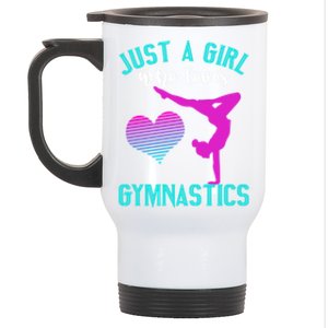 Just A Who Loves Gymnastics Funny Gymnast Quote Graphic Cool Gift Stainless Steel Travel Mug