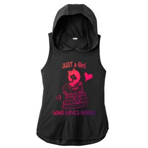 Just A Who Loves Books Reading Book Cute Heart Bookish Gift Ladies PosiCharge Tri-Blend Wicking Draft Hoodie Tank