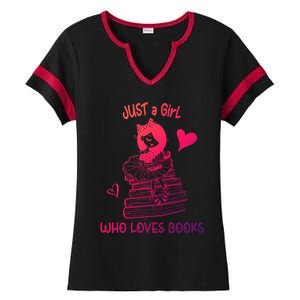 Just A Who Loves Books Reading Book Cute Heart Bookish Gift Ladies Halftime Notch Neck Tee