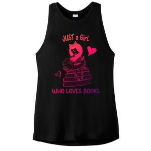 Just A Who Loves Books Reading Book Cute Heart Bookish Gift Ladies PosiCharge Tri-Blend Wicking Tank