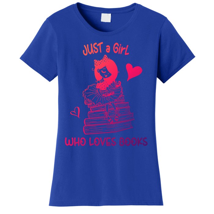 Just A Who Loves Books Reading Book Cute Heart Bookish Gift Women's T-Shirt