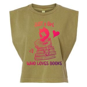 Just A Who Loves Books Reading Book Cute Heart Bookish Gift Garment-Dyed Women's Muscle Tee