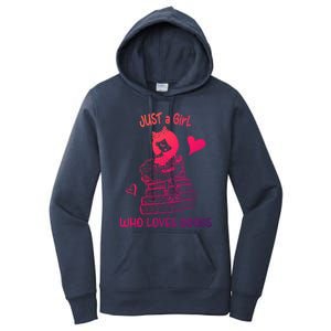 Just A Who Loves Books Reading Book Cute Heart Bookish Gift Women's Pullover Hoodie