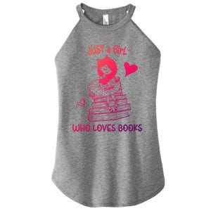 Just A Who Loves Books Reading Book Cute Heart Bookish Gift Women's Perfect Tri Rocker Tank