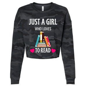 Just A Who Loves To Read Gift Cute Book Worm Gift Cropped Pullover Crew