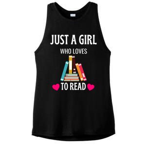 Just A Who Loves To Read Gift Cute Book Worm Gift Ladies PosiCharge Tri-Blend Wicking Tank